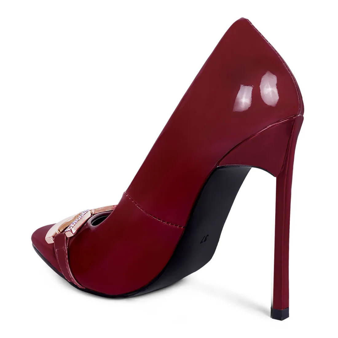 Buckle Embellished Stiletto Pump Shoes