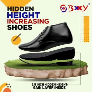 BXXY 9 cm (3.5 Inch) Hidden Height Increasing Formal Derby Boots for Men