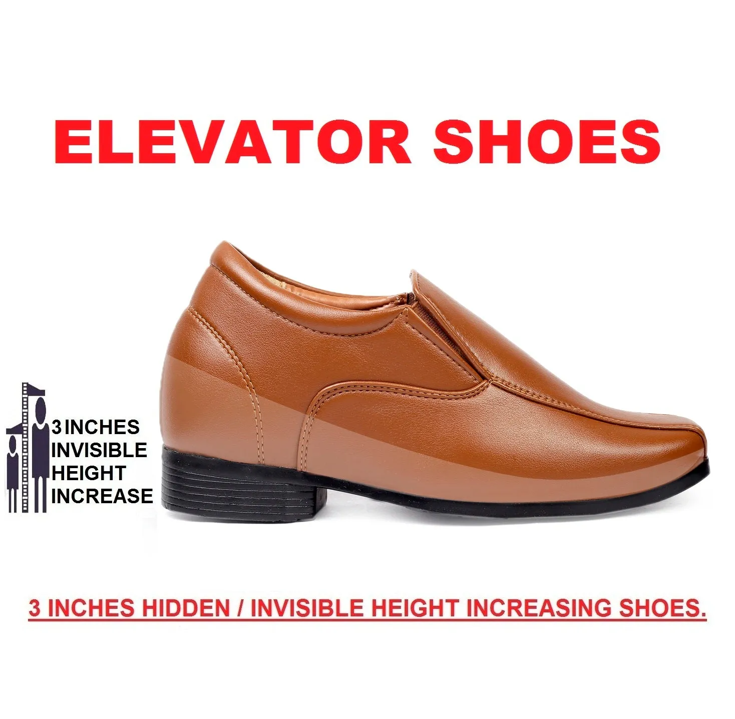 BXXY Men's Hidden Height Increasing Faux Leather Formal Moccasin Slip-on Elevator Shoes