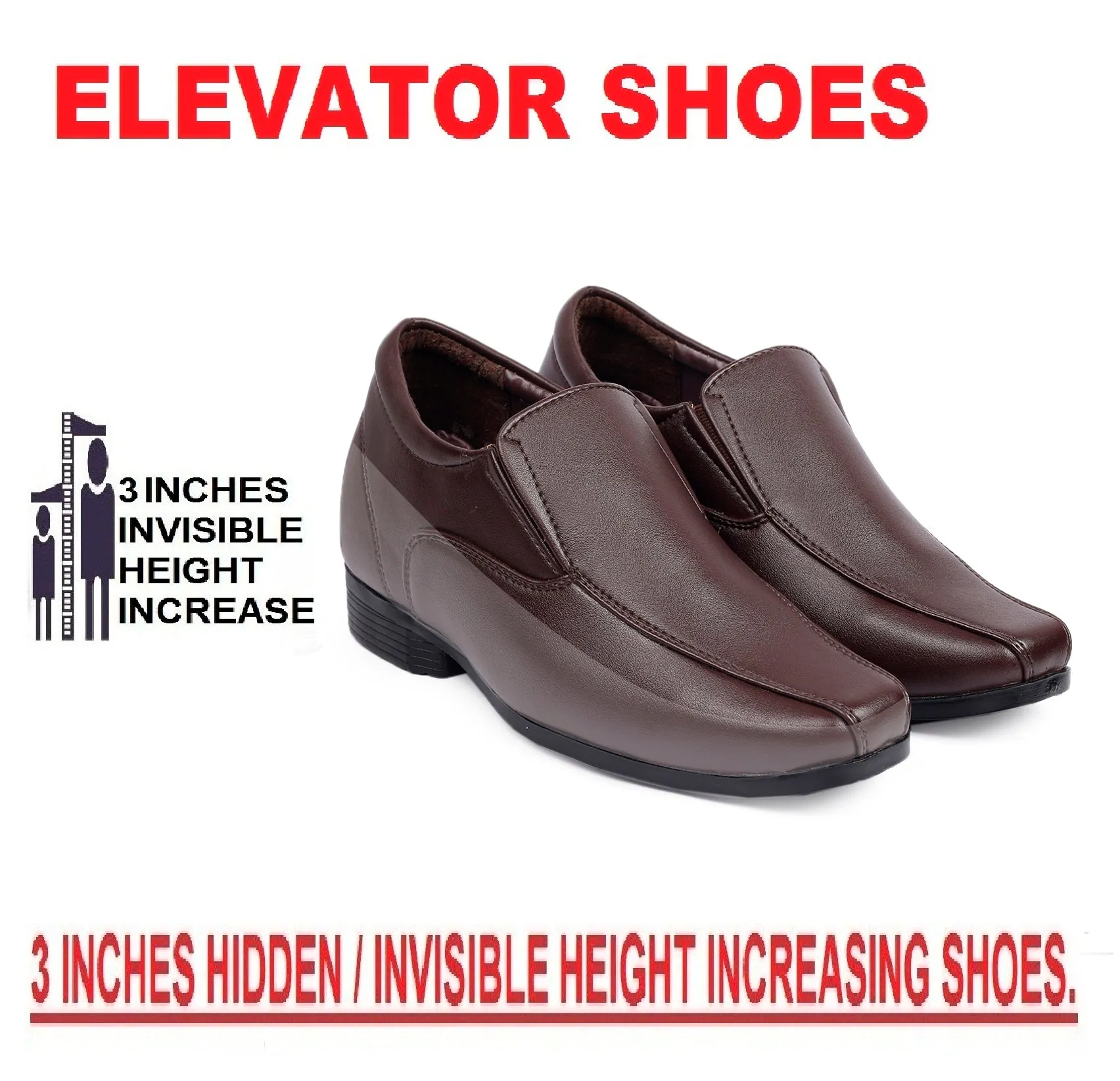 BXXY Men's Hidden Height Increasing Faux Leather Formal Moccasin Slip-on Elevator Shoes