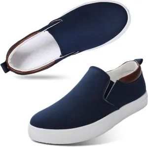 CAIJ Mens Slip On Shoes - Casual Canvas Black Low Top Slip On Shoes