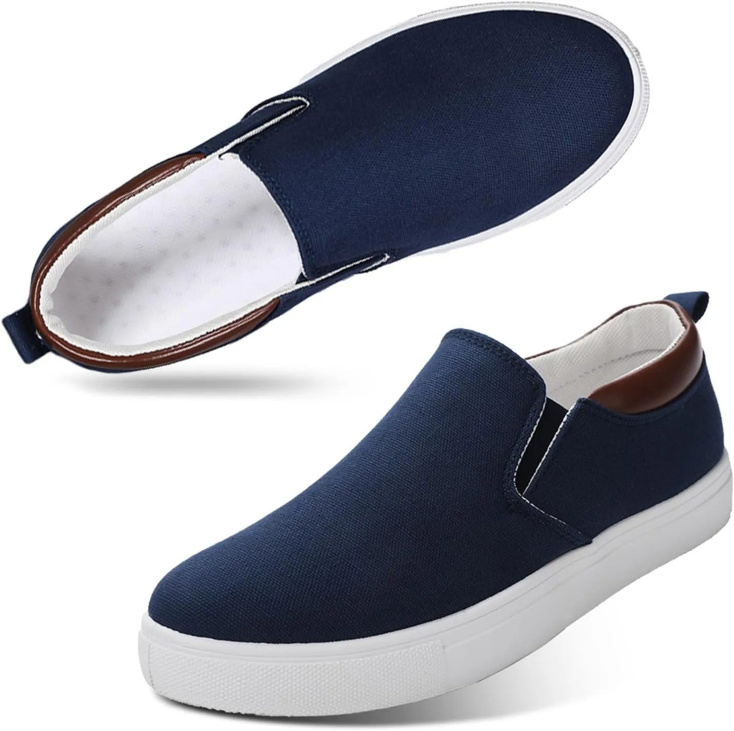 CAIJ Mens Slip On Shoes - Casual Canvas Black Low Top Slip On Shoes