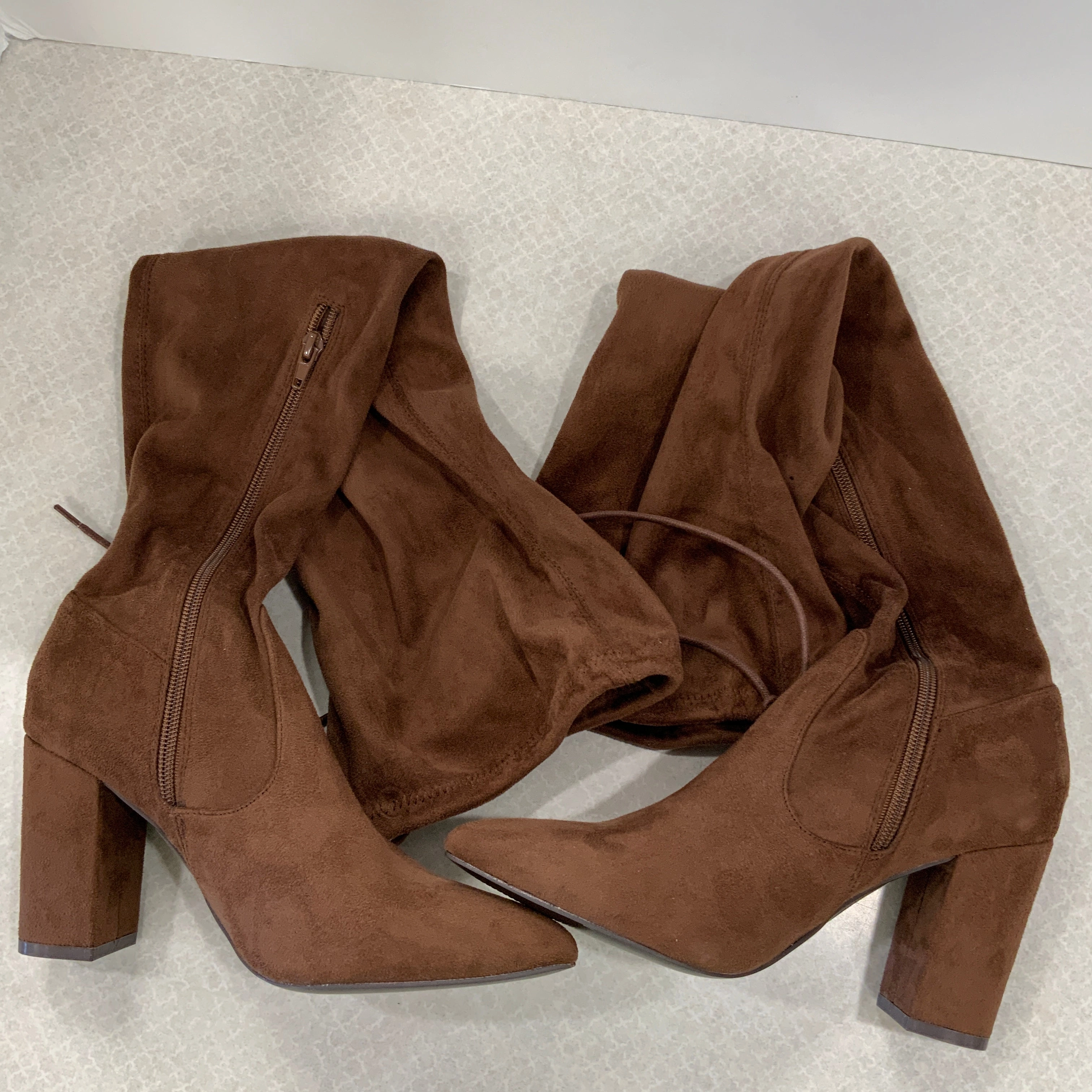 Waterproof City Walking Anti Abrasion Boots Knee Heels By Shoedazzle In Brown, Size: 8.5