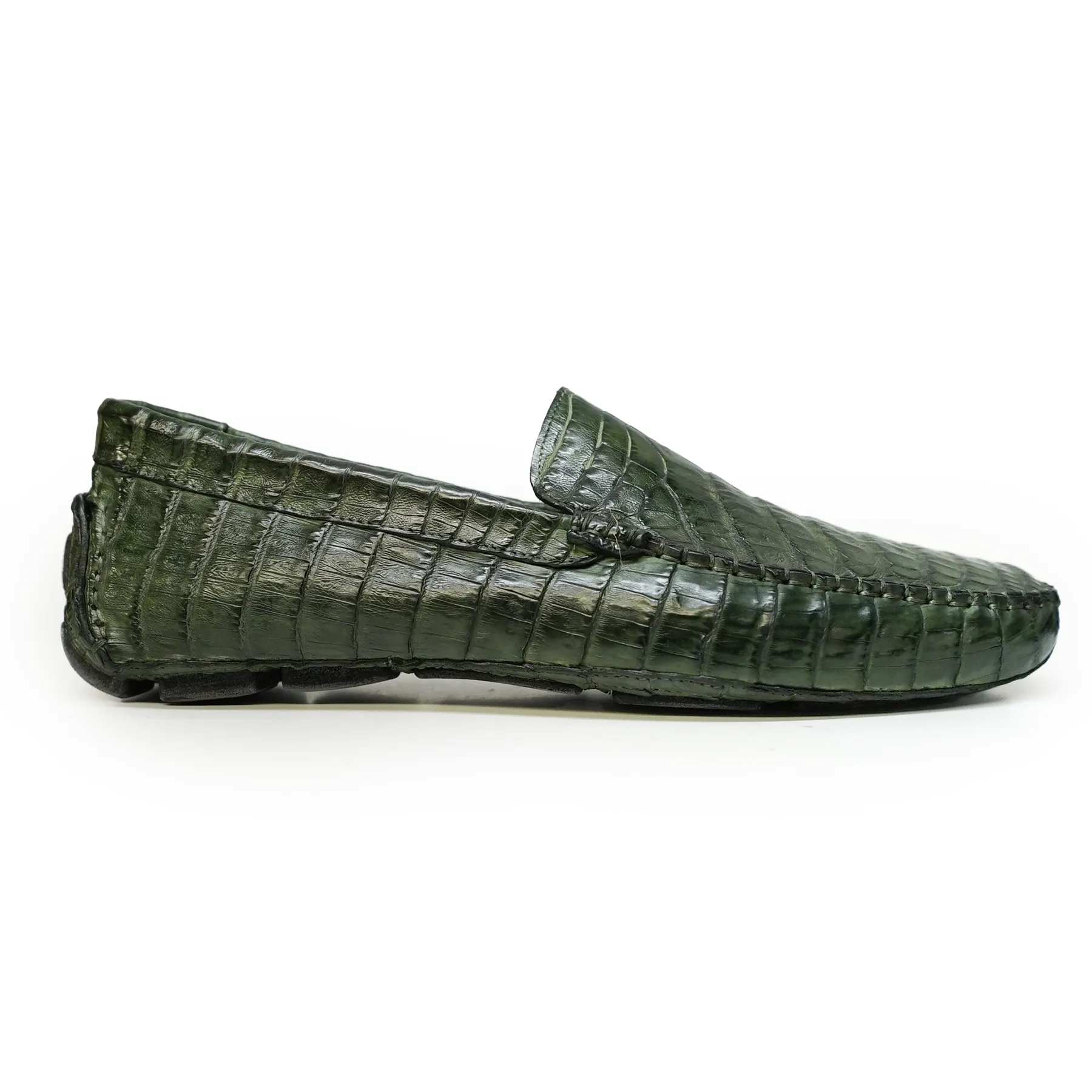 Calzoleria Toscana All-Over Green Crocodile Belly Loafers
