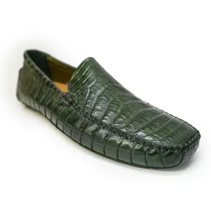 Calzoleria Toscana All-Over Green Crocodile Belly Loafers
