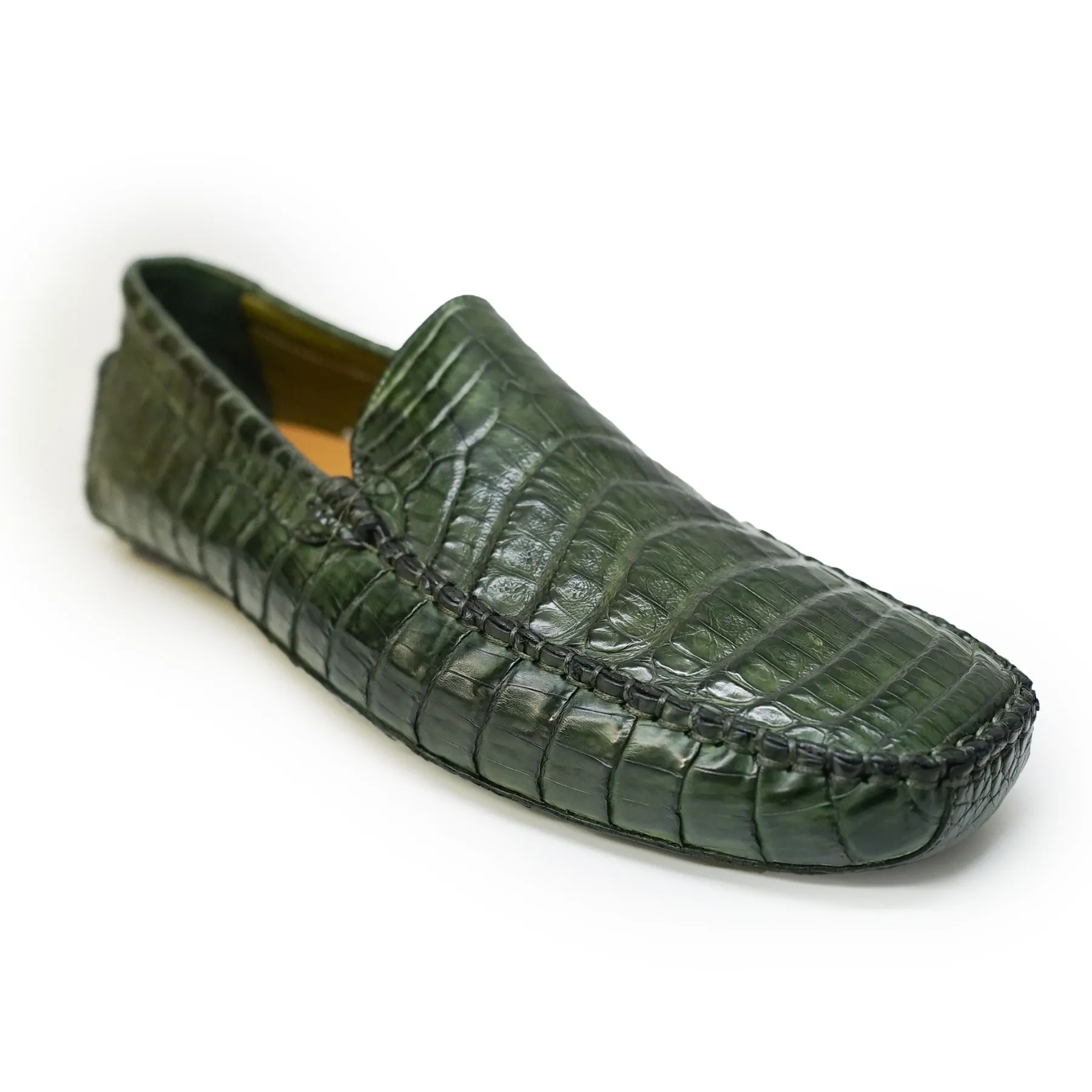 Calzoleria Toscana All-Over Green Crocodile Belly Loafers
