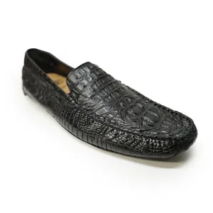 Calzoleria Toscana Black Hornback Crocodile Loafers