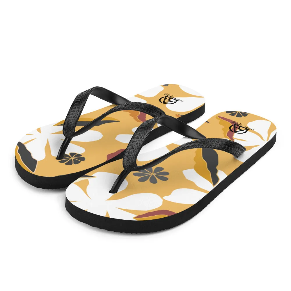 Caramel Flower Print Flip-Flops