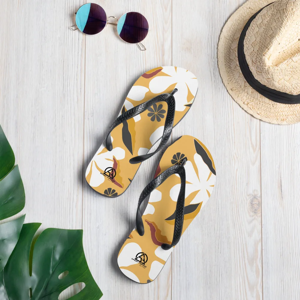 Caramel Flower Print Flip-Flops