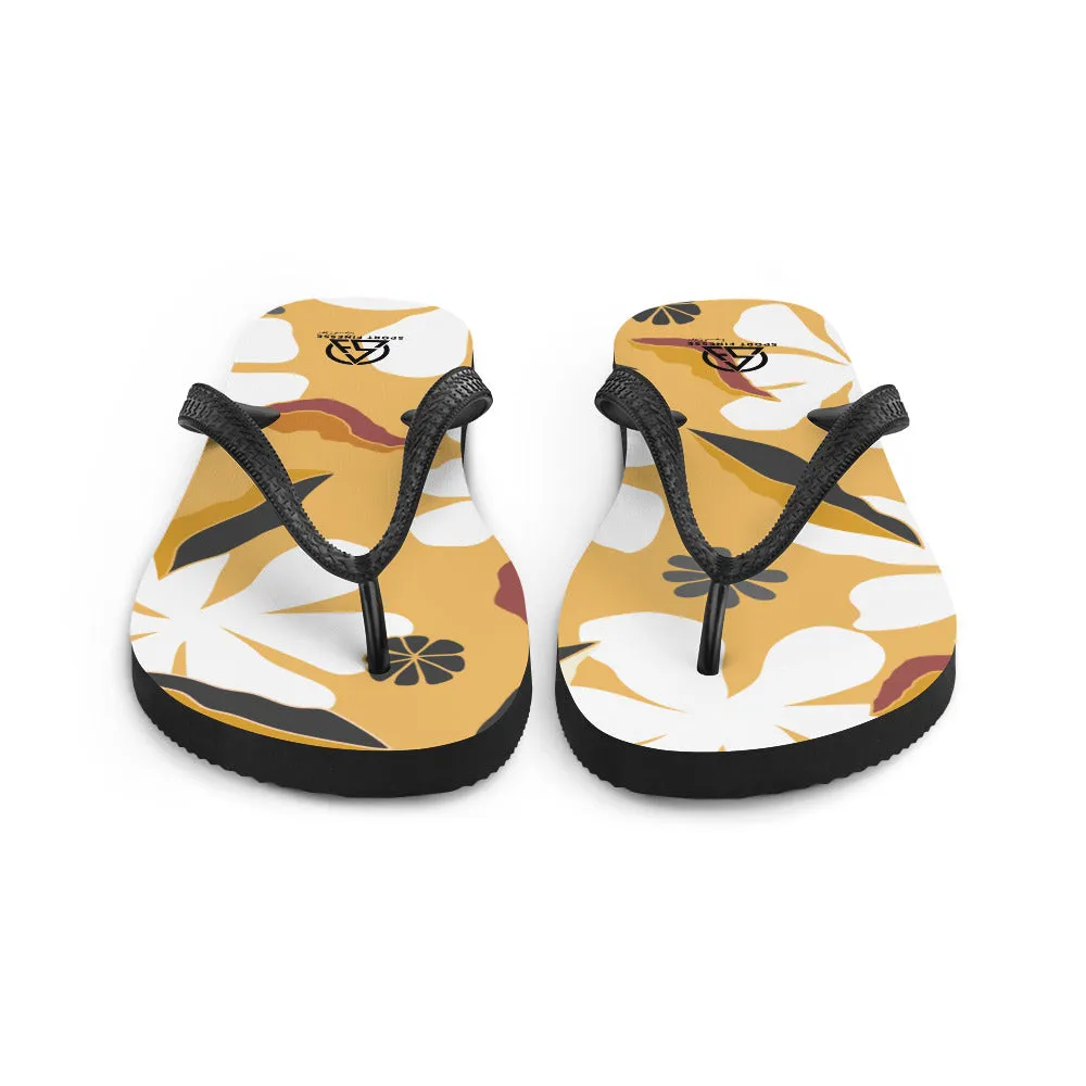 Caramel Flower Print Flip-Flops