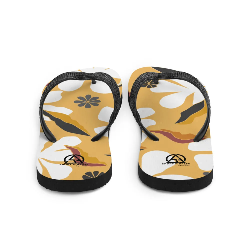Caramel Flower Print Flip-Flops