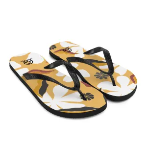 Caramel Flower Print Flip-Flops