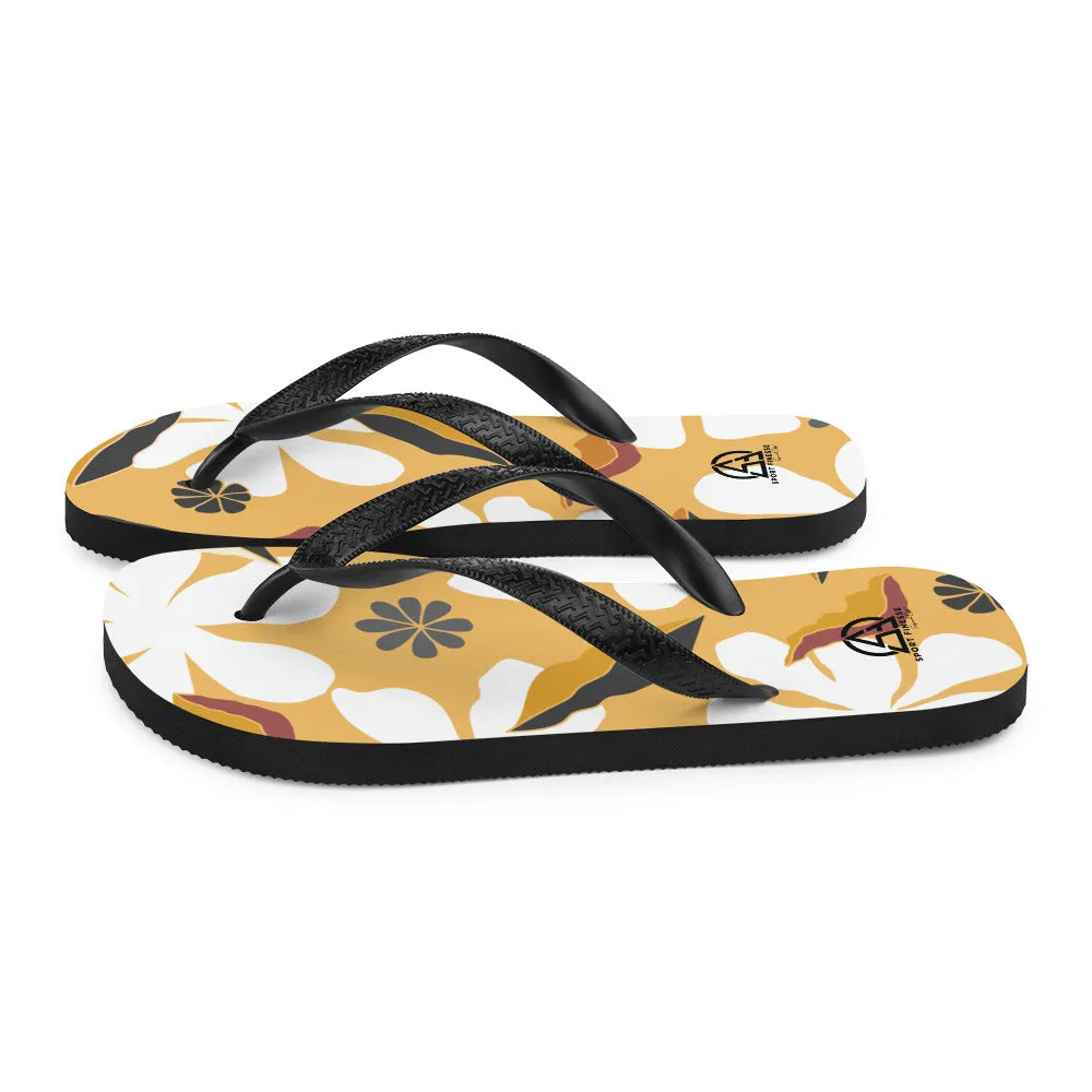 Caramel Flower Print Flip-Flops