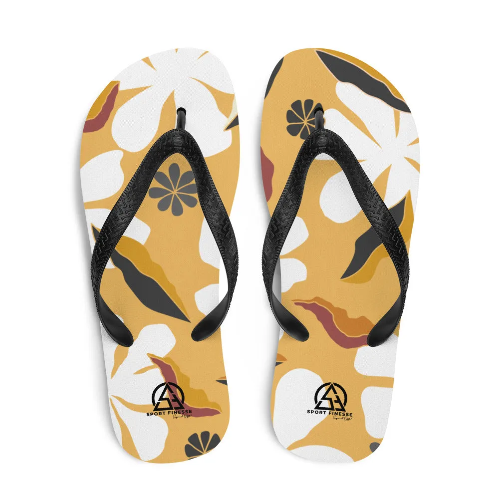Caramel Flower Print Flip-Flops