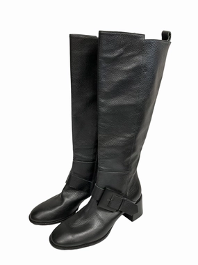 Boots Knee Heels By Clothes Mentor In Black, Size: 9 Metallic Edge Comfortable ankle