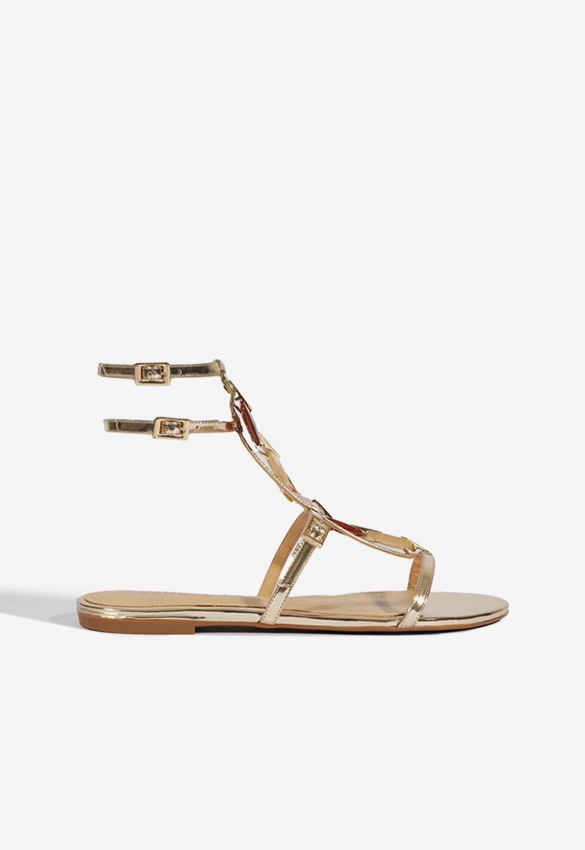 Look Ready Cassandra Gold Leather Flat Sandal