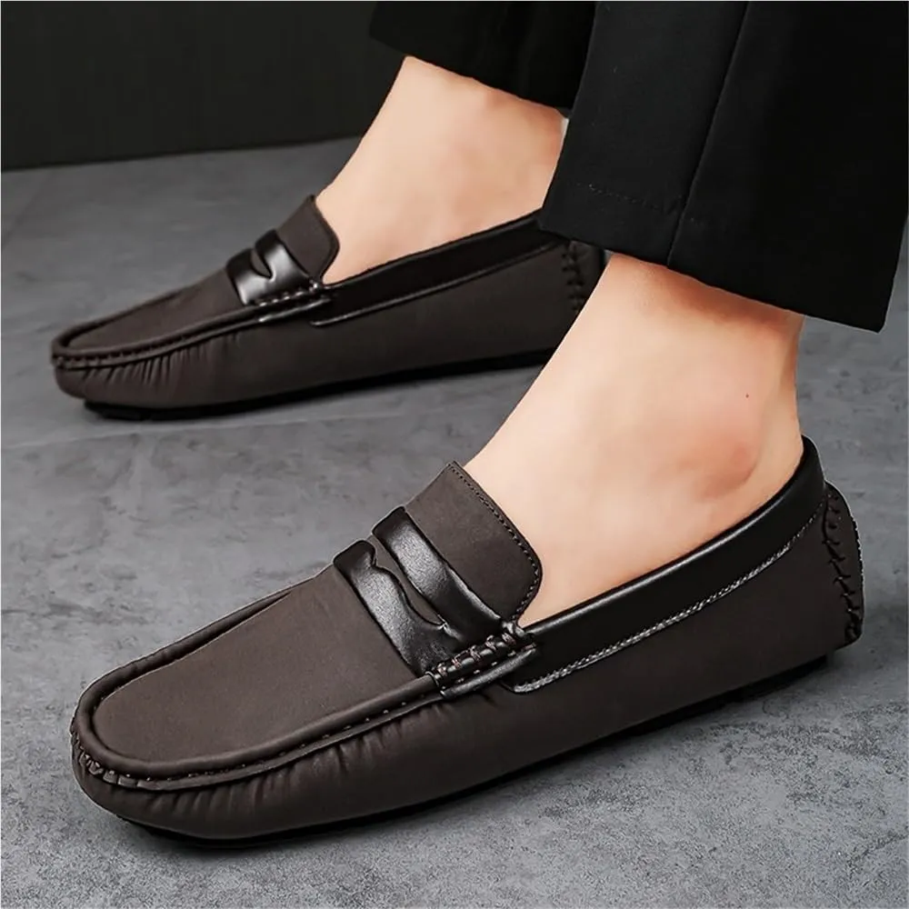 Casual Loafers for Men's Faux Leather Fashion Business Solid Color Non Slip Low Top Anti-Slip Uniform Slip-on