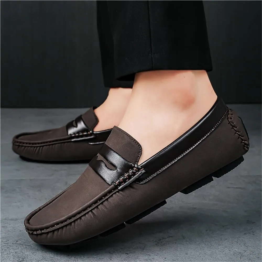 Casual Loafers for Men's Faux Leather Fashion Business Solid Color Non Slip Low Top Anti-Slip Uniform Slip-on