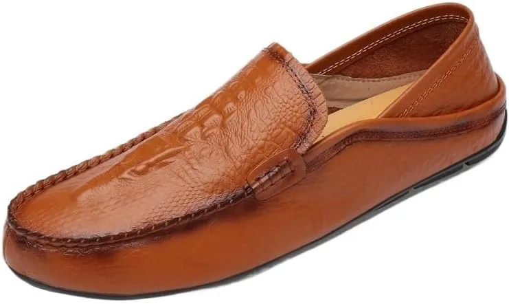 Casual Loafers for Mens Faux Leather Prom Wedding Solid Color Round Toe Anti-Slip Slip Resistant Rubber Sole Shoe Slip On