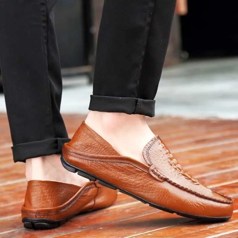 Casual Loafers for Mens Faux Leather Prom Wedding Solid Color Round Toe Anti-Slip Slip Resistant Rubber Sole Shoe Slip On