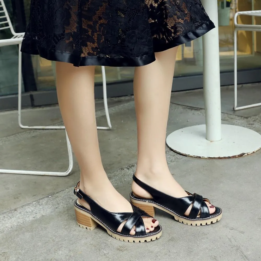 Casual Summer Fashion Fish Mouth Women's Heeled Sandals
