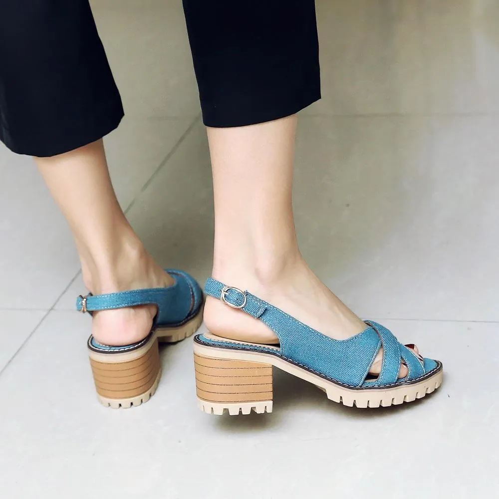 Casual Summer Fashion Fish Mouth Women's Heeled Sandals