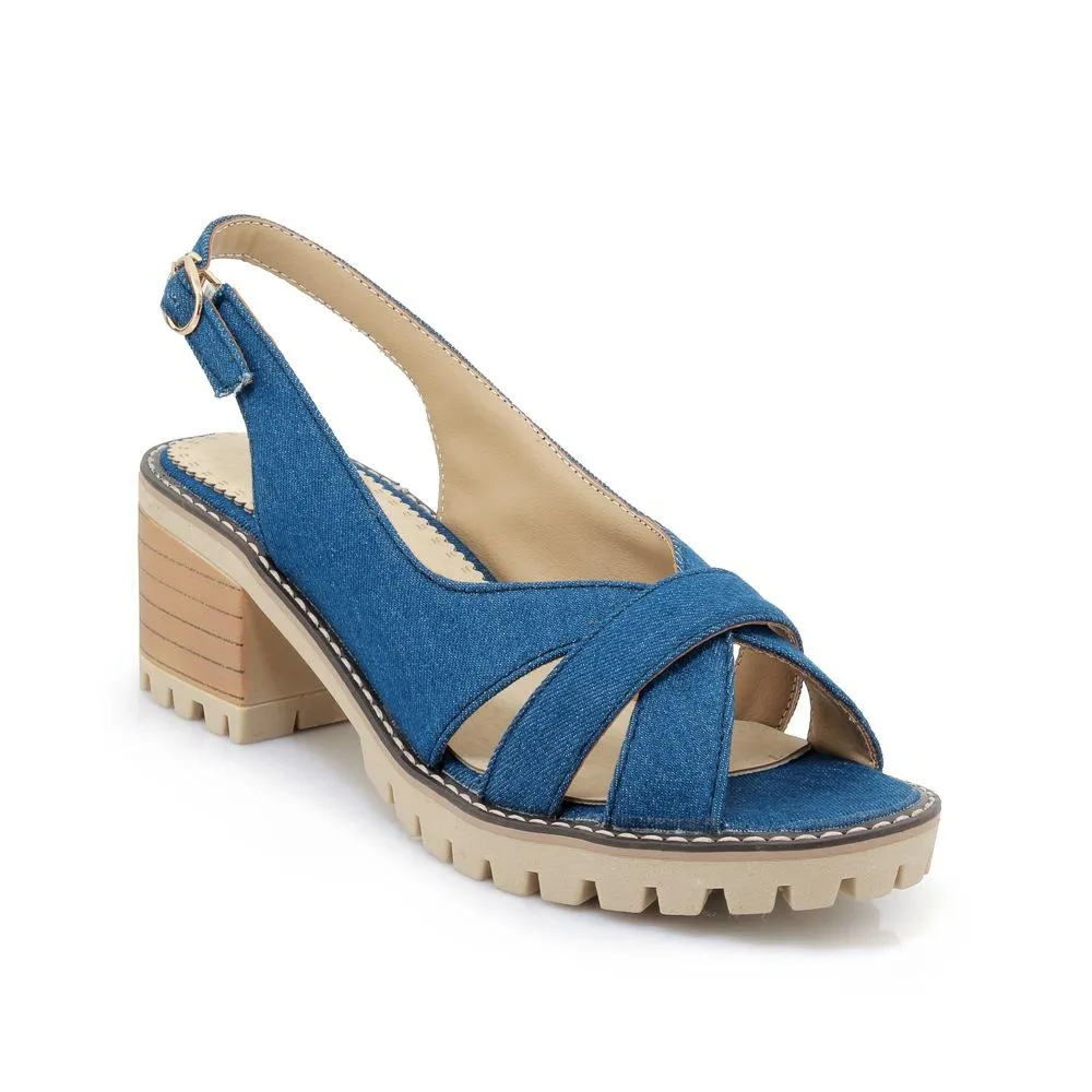 Casual Summer Fashion Fish Mouth Women's Heeled Sandals