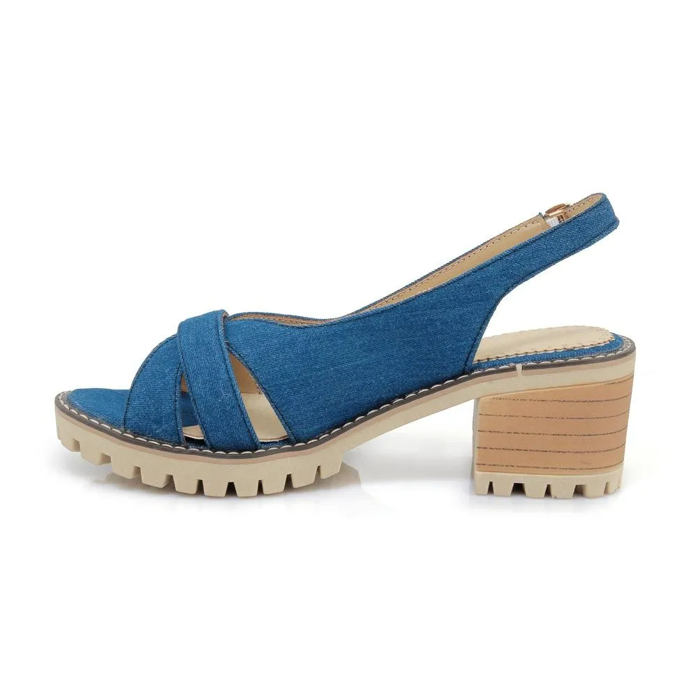 Casual Summer Fashion Fish Mouth Women's Heeled Sandals