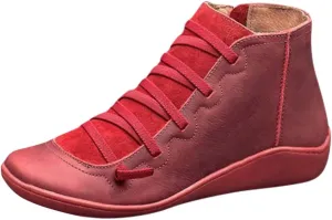 Cathalem Ankle Boots for Women Dressy Flat Heel V Neck Ankle Cowgirl Boots Arch Support Pointed Toe Short Womens Cowboy Boots