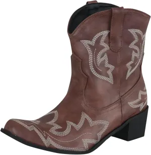 Cathalem Cowboy Boots for Women Short Cowgirl Boots Stitched Embroidered Ankle Boots Pointed Toe Low Heel Western Booties