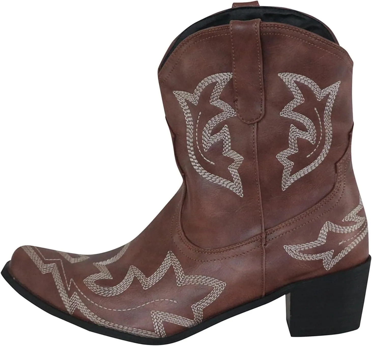 Cathalem Cowboy Boots for Women Short Cowgirl Boots Stitched Embroidered Ankle Boots Pointed Toe Low Heel Western Booties