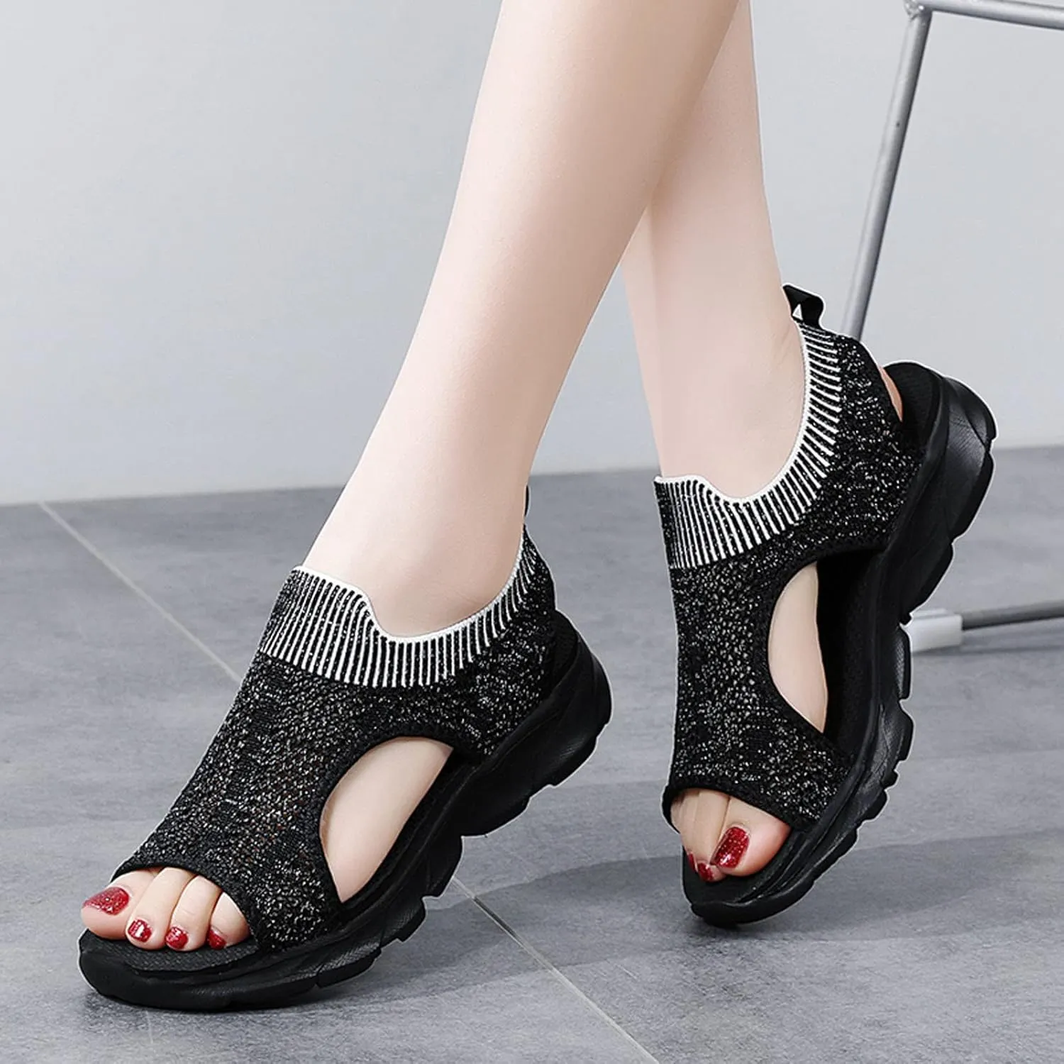 Cathalem Mesh Sandals for Women, Women's Breathable Orthopedic Sandals Comfortable Walking Tennis Shoes Sandals