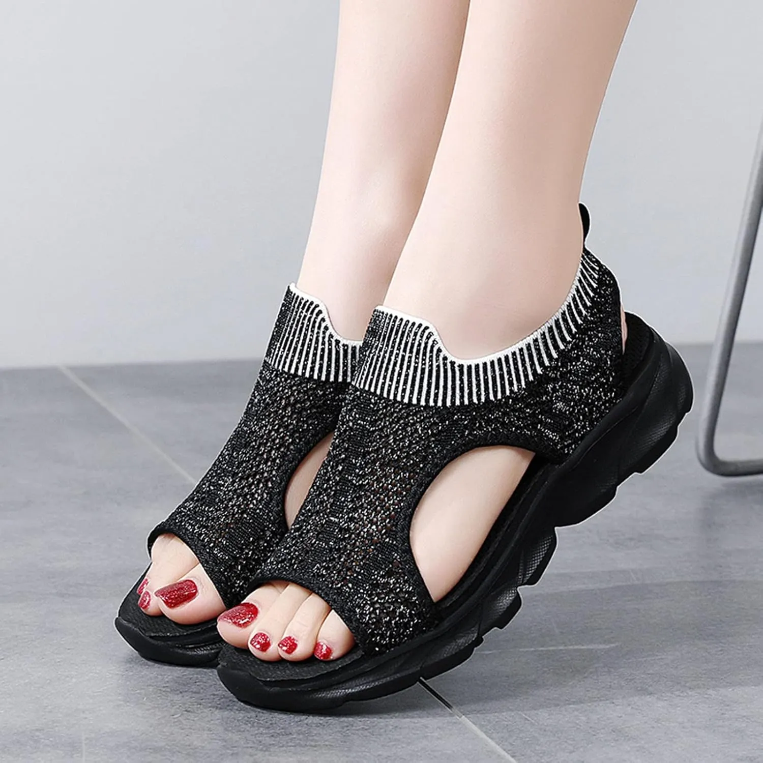 Cathalem Mesh Sandals for Women, Women's Breathable Orthopedic Sandals Comfortable Walking Tennis Shoes Sandals