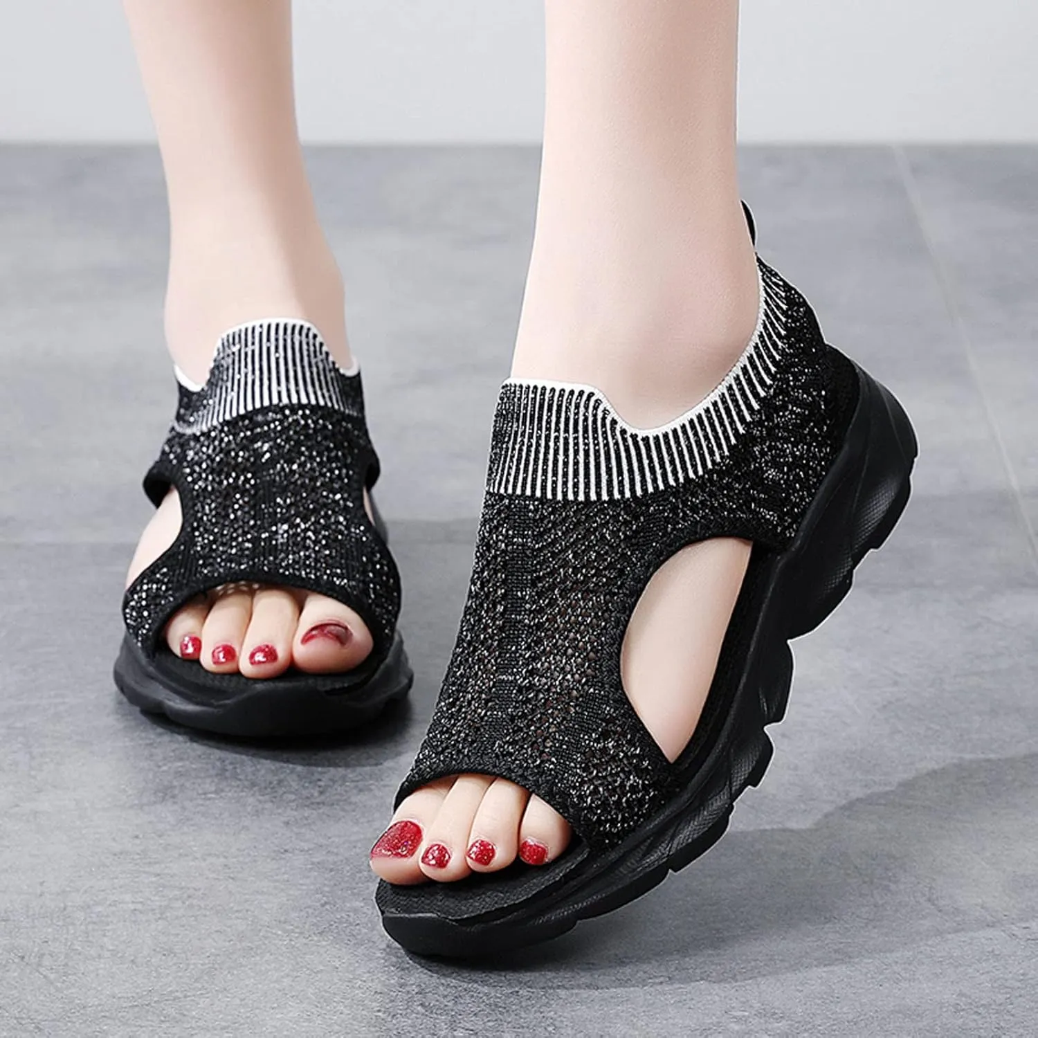 Cathalem Mesh Sandals for Women, Women's Breathable Orthopedic Sandals Comfortable Walking Tennis Shoes Sandals