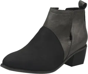 Cathalem Womens Ankle Boots, Ankle Booties for Women V Cut Slip on Ankle Boots Chunky Pointed Toe Cutout Low Heel Shoes
