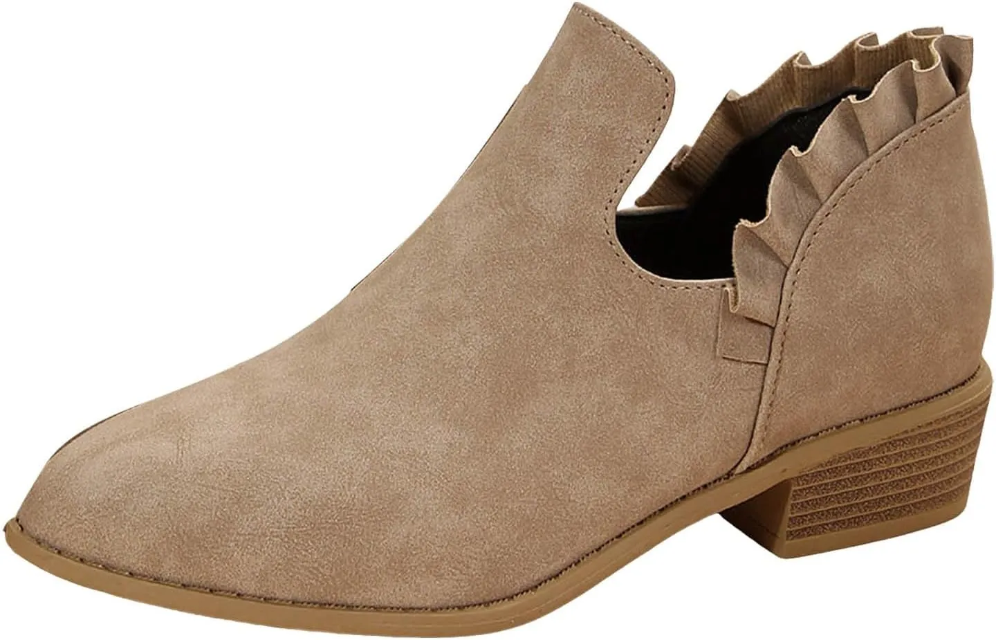Cathalem Women's Ankle Boots Low Heels Chunky Cutout Booties Perforated Western Shoes Low Heel Arch Support Boots