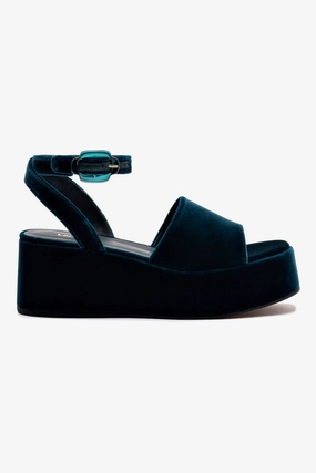Bead Edge Quick Entry Charli Flatform Sandal In Deepsea Velvet Stink-Free