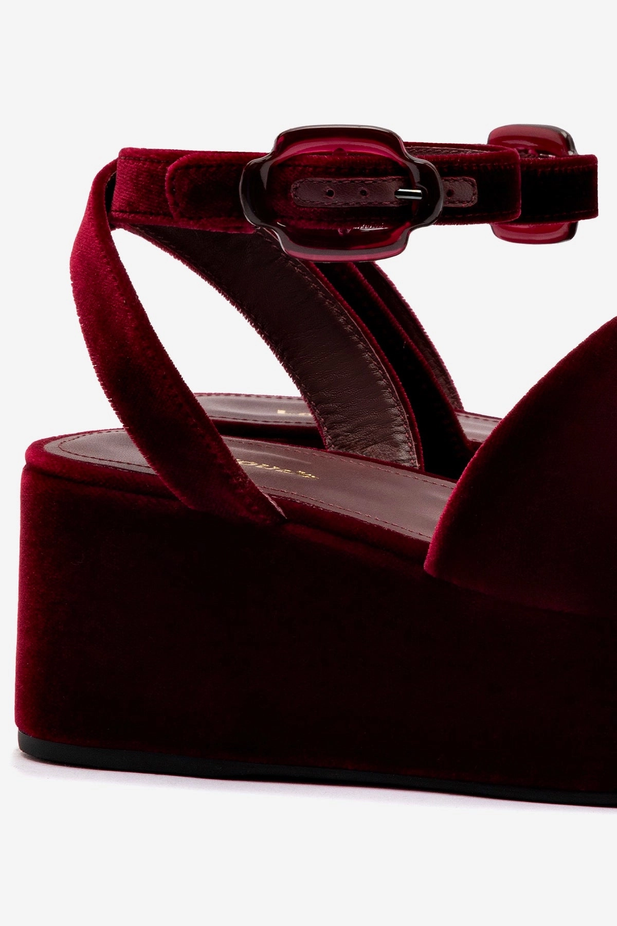 Odor Resistant Linings Charli Flatform Sandal In Wine Velvet Grip-Tread Outsole