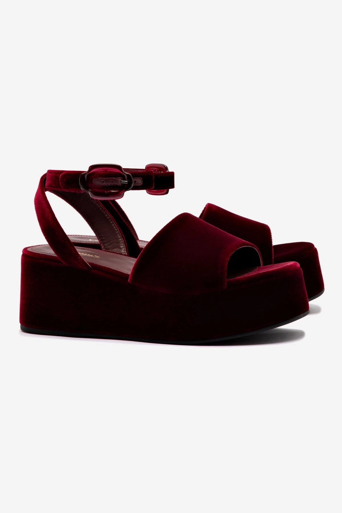 Smart Design Charli Flatform Sandal In Wine Velvet Grip-Tread Outsole
