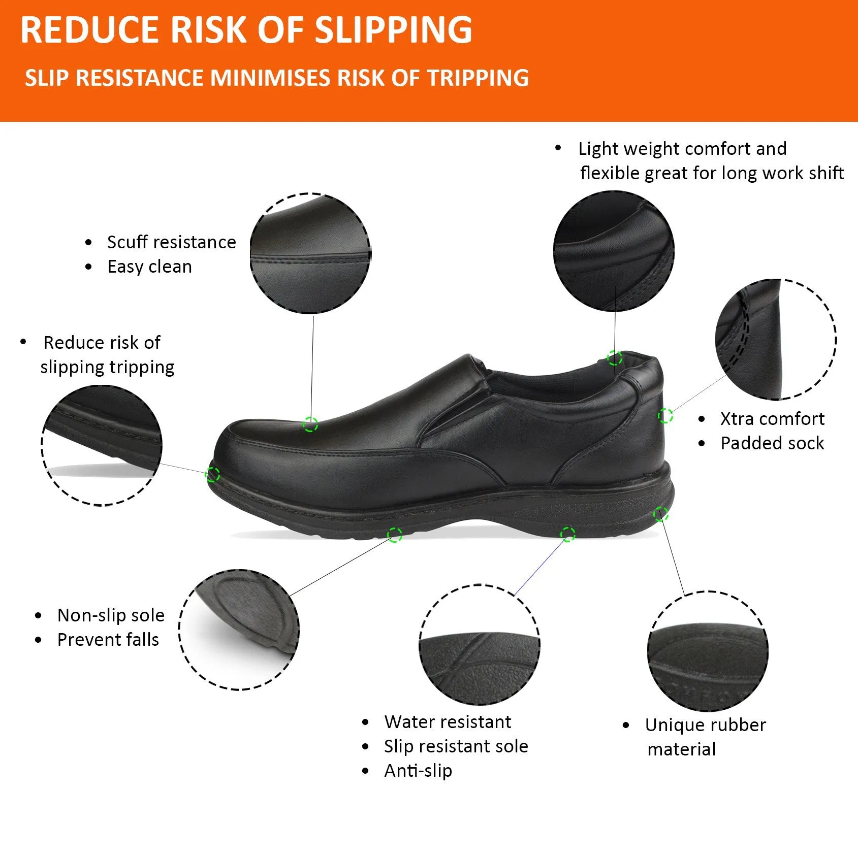 Chef Non Slip Work Shoes for Restaurants - Slip Resistant