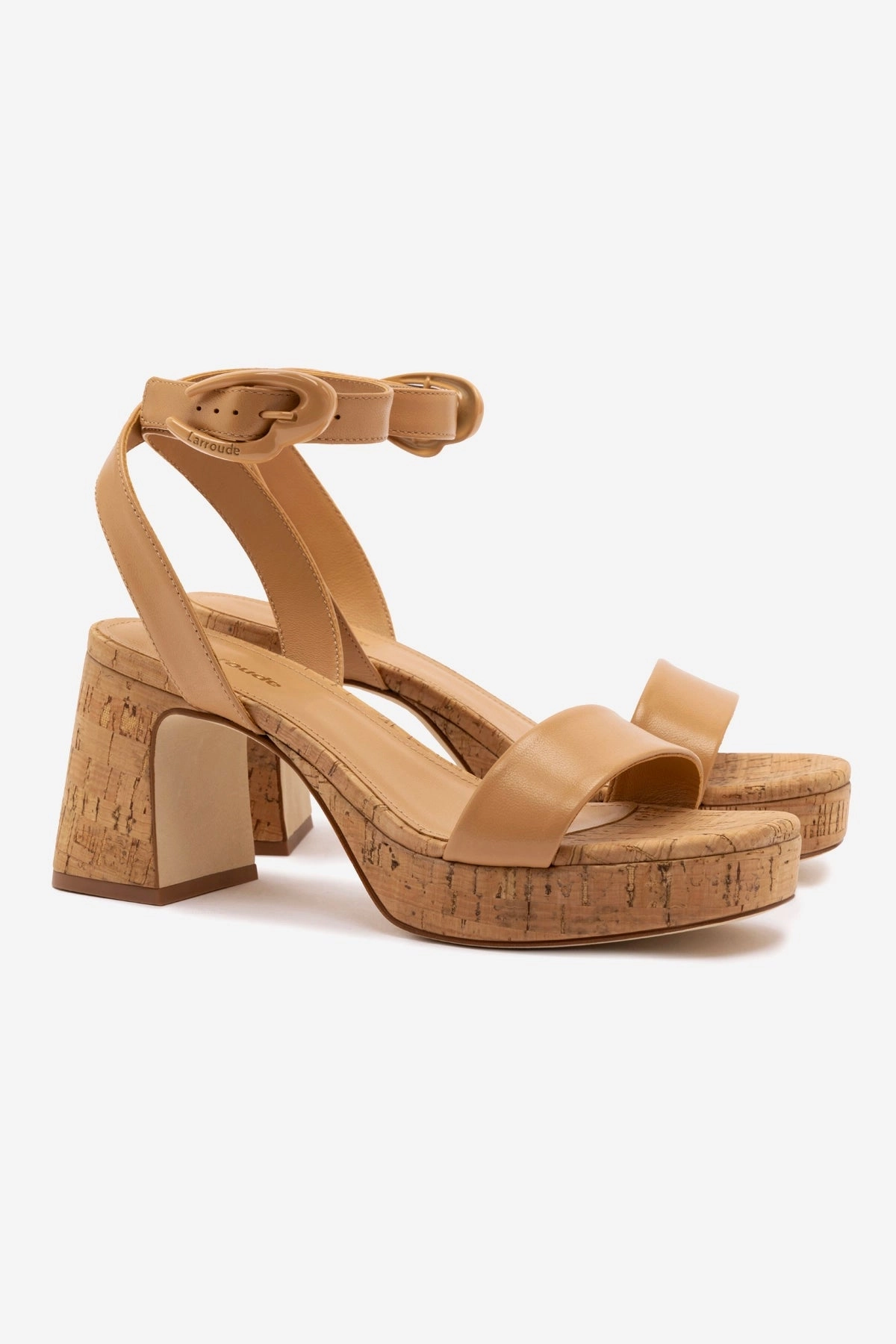 Chic Pumps Dolly Verona Low Sandal In Tan Leather and Natural Cork Durable Travel Footwear