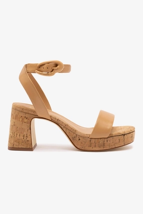 High Rebound Foam Snack Run Chic Pumps Dolly Verona Low Sandal In Tan Leather and Natural Cork