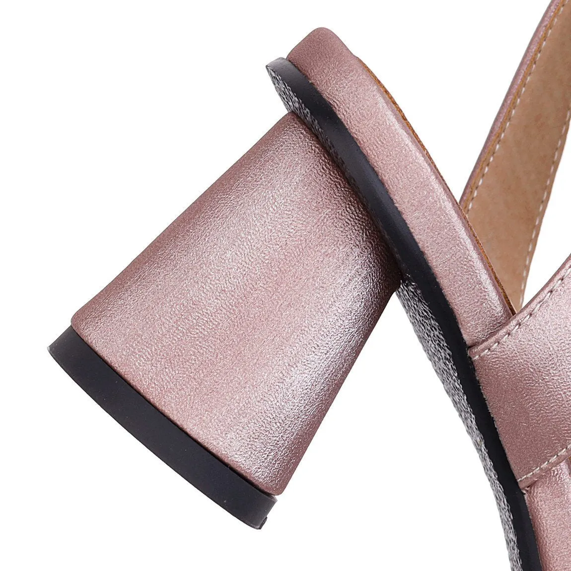 Chicvane Square Toe Buckle Closure Chunky Heel Sandals Dress Heels