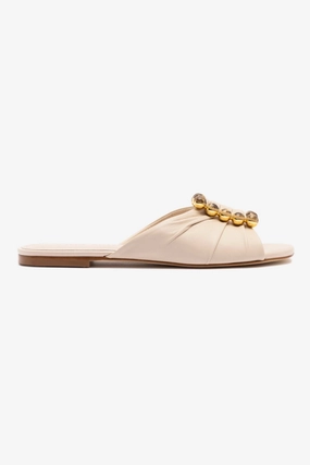 Lace Touch Chloe Gosselin by Larroud?? Nova Flat In Puff Cream Leather