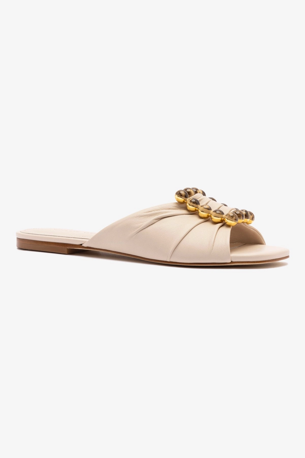 Earth Tone Support Walk Chloe Gosselin by Larroud?? Nova Flat In Puff Cream Leather