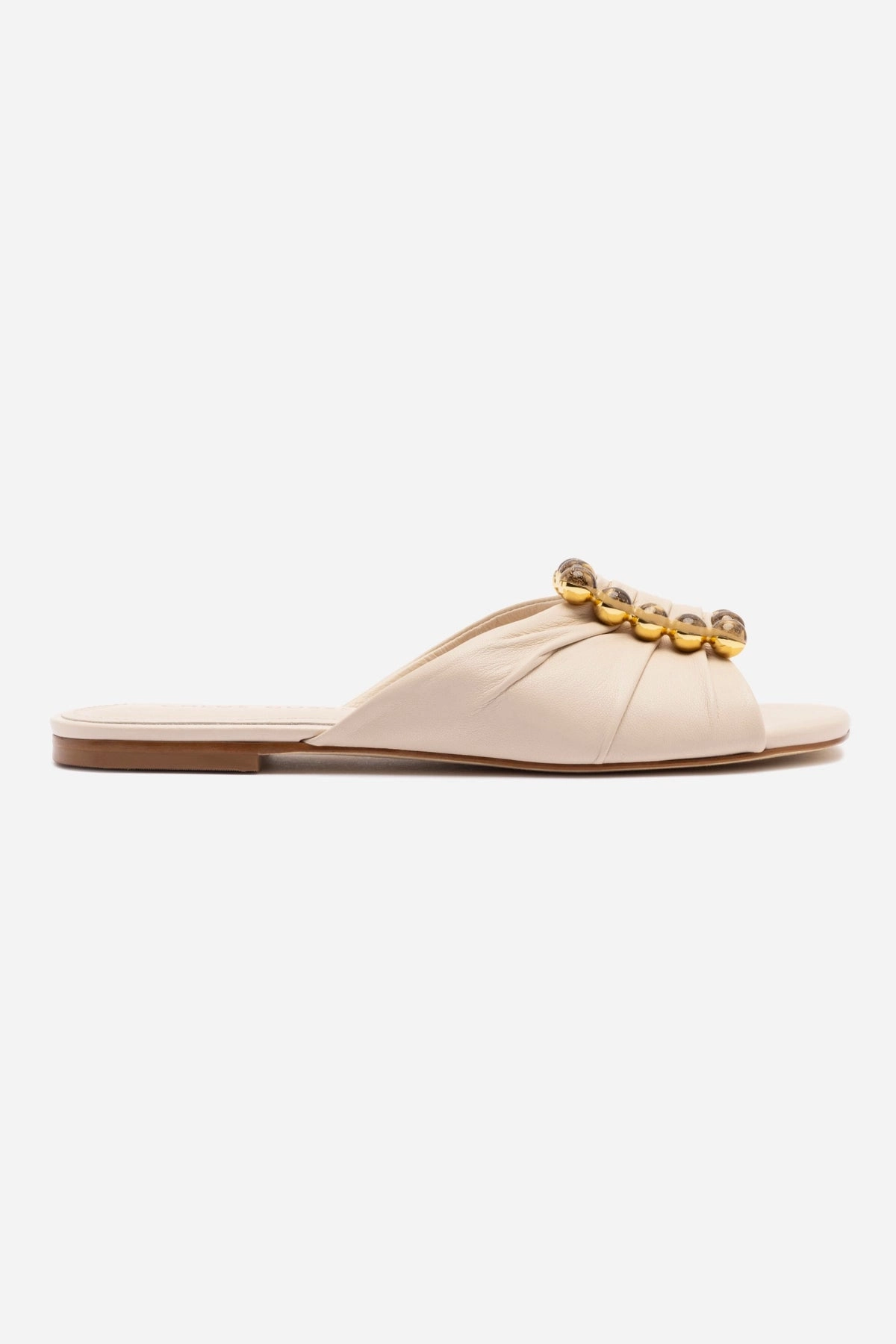 Lace Touch Chloe Gosselin by Larroud?? Nova Flat In Puff Cream Leather
