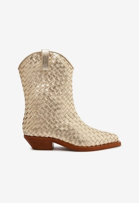 Cicera Woven Metallic Leather Bootie Rapid pace Comfort Lining