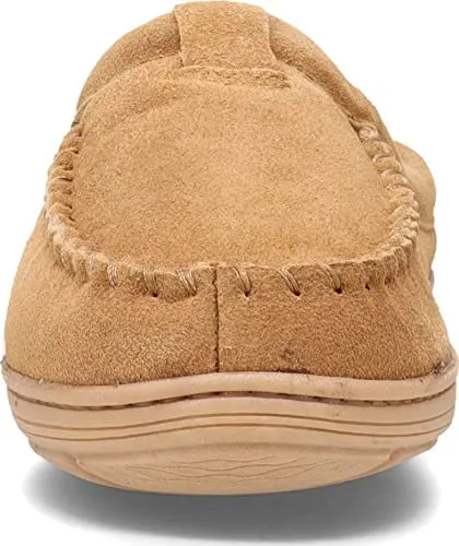 Clarks Cognac Suede Moccasin Faux Fur Lining Slip On Indoor Outdoor Clog Slipper
