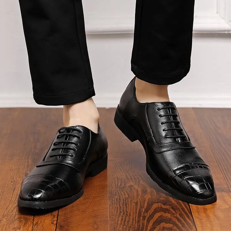 Classic Men's Leather Dress Shoes Fashion Lace Up Breathable Business Wedding Mens Oxfords Shoes Formal Tuxedo Derby Shoes
