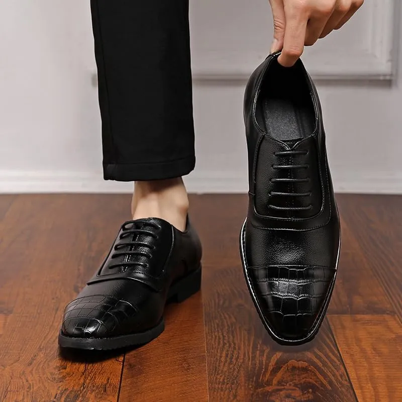 Classic Men's Leather Dress Shoes Fashion Lace Up Breathable Business Wedding Mens Oxfords Shoes Formal Tuxedo Derby Shoes
